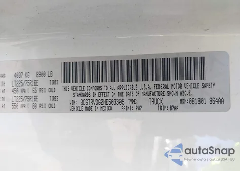 2017 Ram Promaster 2500 High Roof 159 Wb z USA, uszkodzony, nr VIN 3C6TRVDG2HE503305